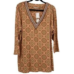 Soft Surroundings Beaded Medallion Tunic Top Lillia Beaded XL NWT